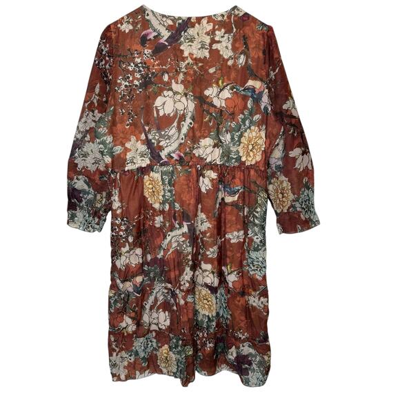 Hemant & Nandita Anthropologie Zeri Floral Peasant Midi Dress size 16 - Picture 3 of 9
